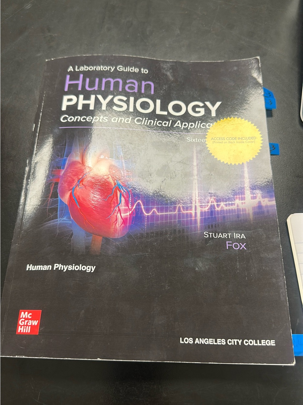 Human Physiology Lab Manual - Black Cover with Red Heart Graphic